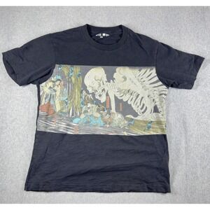 Uniqlo x MFA Boston Shirt Mens M Black Japan Skeleton Ukiyo-e Kuniyoshi Utagawa